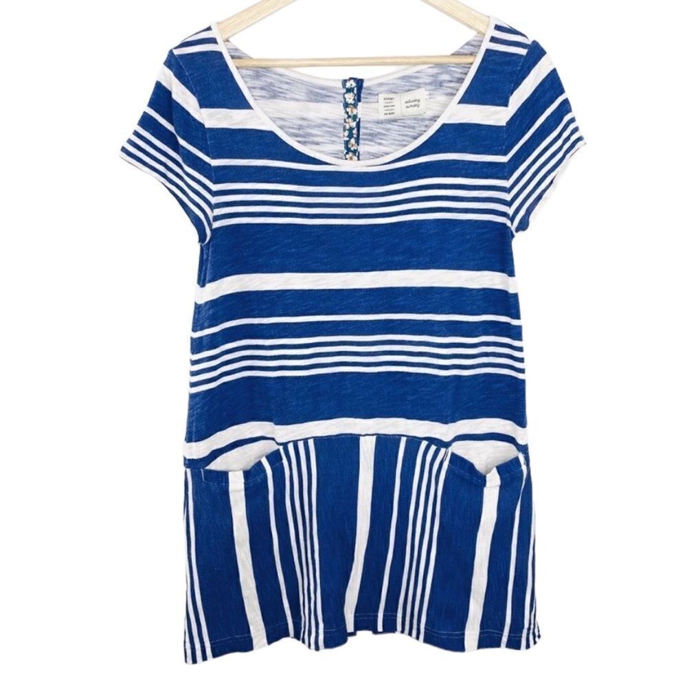 Anthropologie blue white stripe tee tunic small